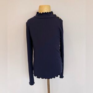 Janie and Jack Midnight Blue Long Sleeve Top with Gold Buttons